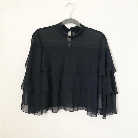 ⭐️🌟Zara Basic Collection sheer ruffle blouse🌟⭐️ - Picture 4 of 4
